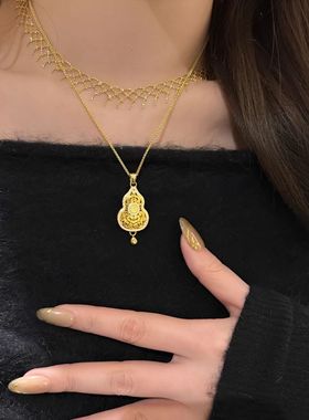 金包银唐草纹福禄葫芦吊坠项链