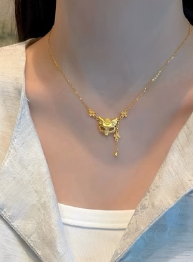 金包银工艺专柜同款狐狸面具项链