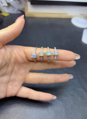 天然欧泊戒指铜托开口圈简单百搭