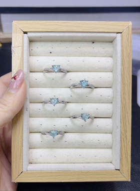 天然托帕石爱心戒指铜托活口简单百搭