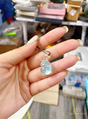 天然海蓝宝吊坠s925银海蓝宝精致百搭