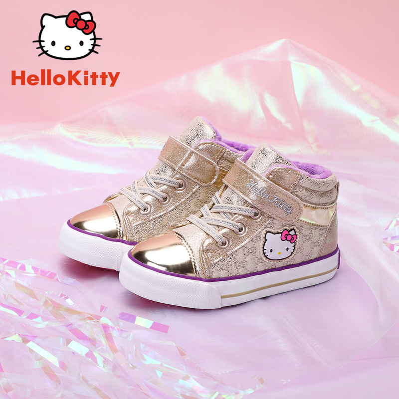 HelloKitty童鞋女童二棉鞋加绒加厚高帮板鞋冬季新款网红运动鞋子