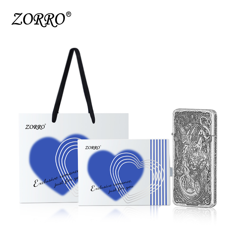ZORRO佐罗官方旗舰店正品煤油打火机原铜超薄古银貔貅送男友礼物 - 图3