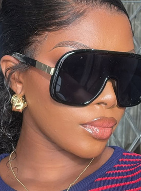 立体双梁超大框太阳镜2025新款欧美时尚连体墨镜sunglasses太阳眼