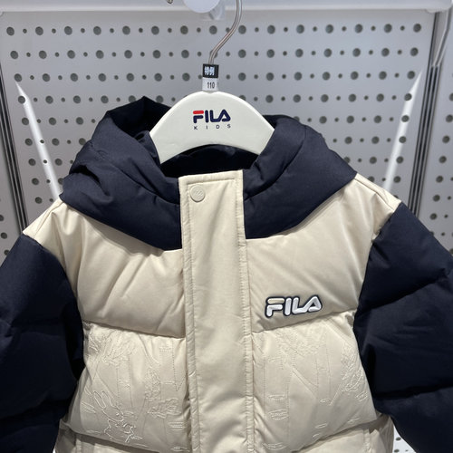 斐乐FILA童装25冬季男小童休闲百搭加厚保暖连帽羽绒服K11B544906 - 图1
