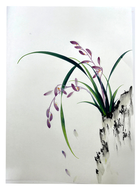 国画兰花装饰画纯手绘客厅茶室挂画四尺六开作品生宣纸尺寸34*46