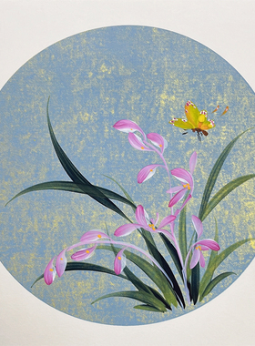 纯手绘真迹国画兰花卡纸作品