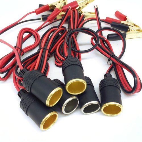 货车烧水电饭锅插座带保险汽车充气泵大功率点烟器母座转换电瓶夹 - 图2