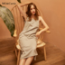 MOCarrie cotton vest ngủ nữ mùa hè mỏng phần thoải mái màu rắn dài tay không tay đồ ngủ nhà - Đêm đầm áo đầm đẹp Đêm đầm