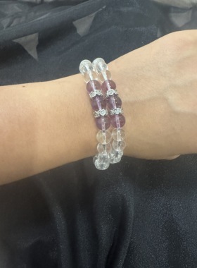 天然水晶白水晶紫水晶手串女款简约风格高级天然水晶爆款水晶手串