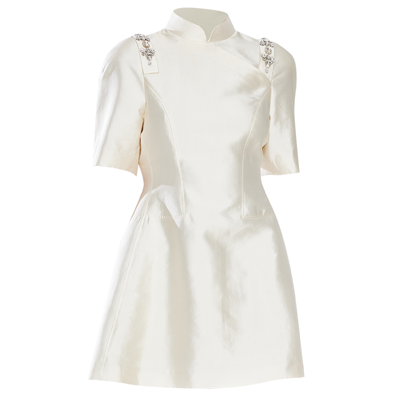 2022新款法式白色简约轻奢量身婚纱 品尚华服旗袍