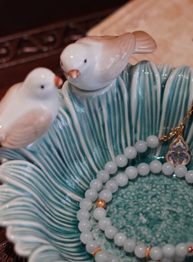 可爱小鸟圆盘收纳点心盘茶点摆盘