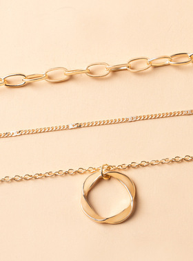 Fashion Multi-Layer Chunky Chain Clavicle Necklace, Alloy