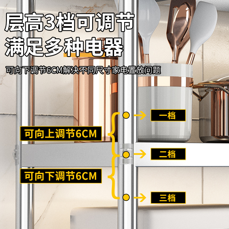 加厚不锈钢货架家用厨房置物架落地多层架子电器储物仓储阳台仓库 - 图1