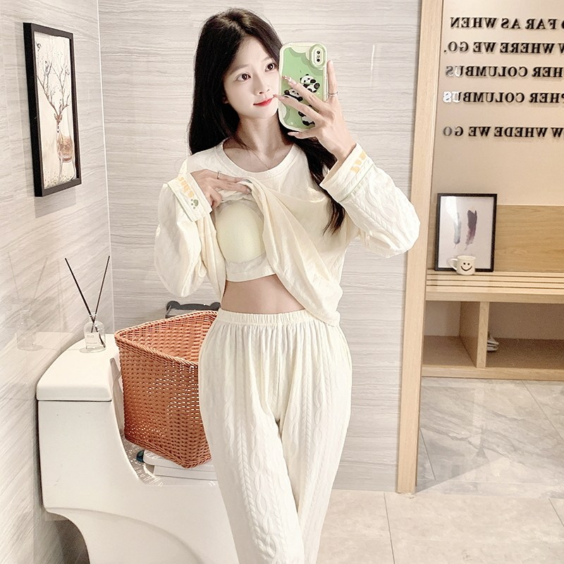 带胸垫睡衣女款秋冬季2025新款纯棉长袖小熊猫春秋款家居服女套装,淘宝优惠券,粉丝福利购,淘宝优惠卷