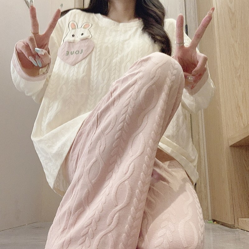 带胸垫睡衣女款秋冬季2025新款纯棉长袖小熊猫春秋款家居服女套装,淘宝优惠券,粉丝福利购,淘宝优惠卷