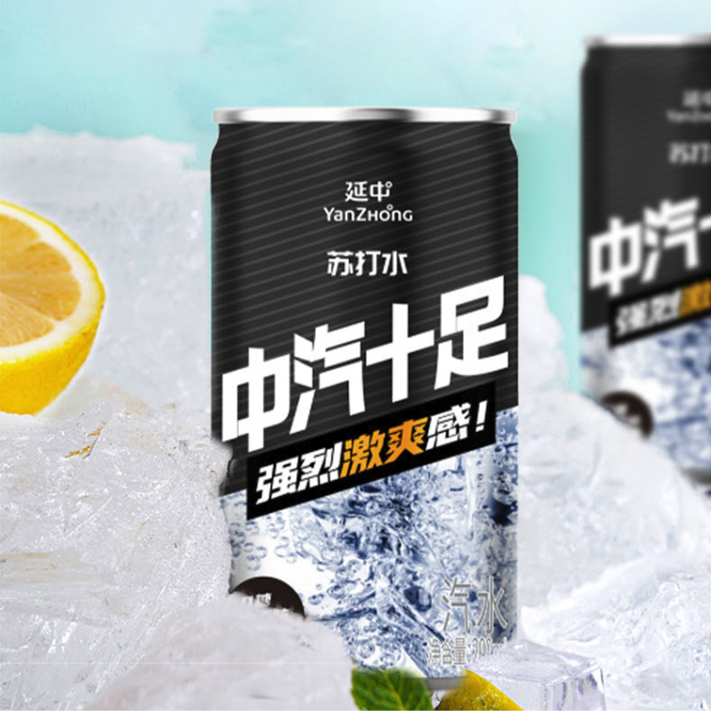 【延中】苏打气泡水罐装200ml*12罐/箱 原味无糖苏打气泡饮料饮品