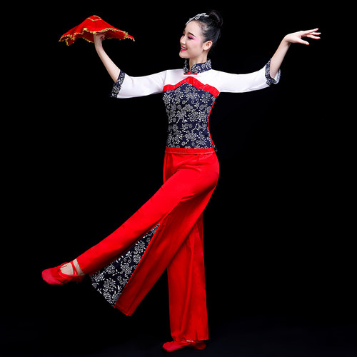 东北大秧歌服新款手绢舞蹈服装广场舞采茶女演出服套装二人转表演 - 图0