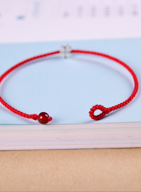 手工编制纯银幸运草女男文艺红绳