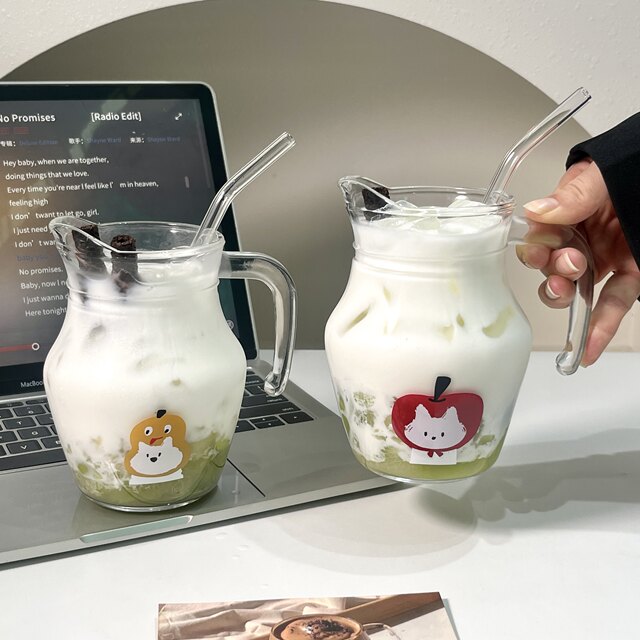 ຕົ້ນສະບັບ kitten glass jug ຈອກນ້ໍາຈອກ
