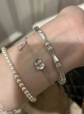 S925通体纯银新中式国风竹节拉丝绸缎工艺葫芦水沫玉珍珠