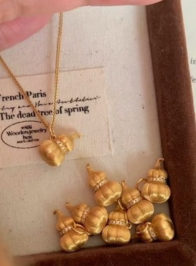 2025年新品送女生中古拉丝纯银s925南瓜拉丝葫芦吊坠项链