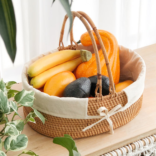 越南藤编水果篮子菜篮购物篮面包篮糖果收纳篮野餐篮花篮ins创意 - 图1