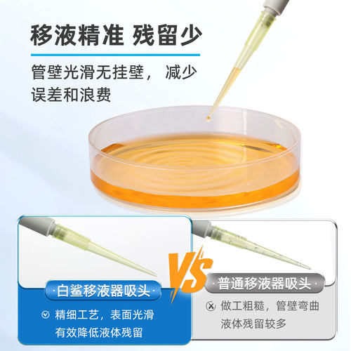 Biosharp 白鲨吸头移液器吸头移液枪枪头tip头大龙艾本德大龙艾本德吸嘴10/200ul头塑料一次性实验室器材 - 图1