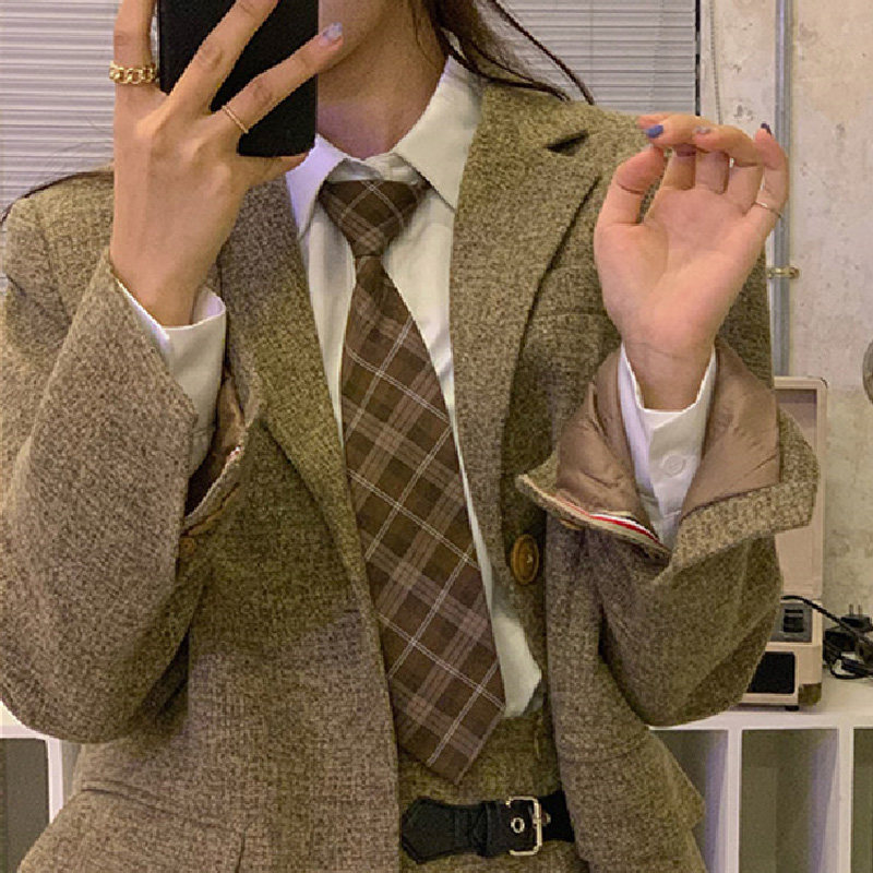 格纹领带女学院风免打日系jk衬衫复古dk领带男短款校服懒人领带,淘宝优惠券,粉丝福利购,淘宝优惠卷