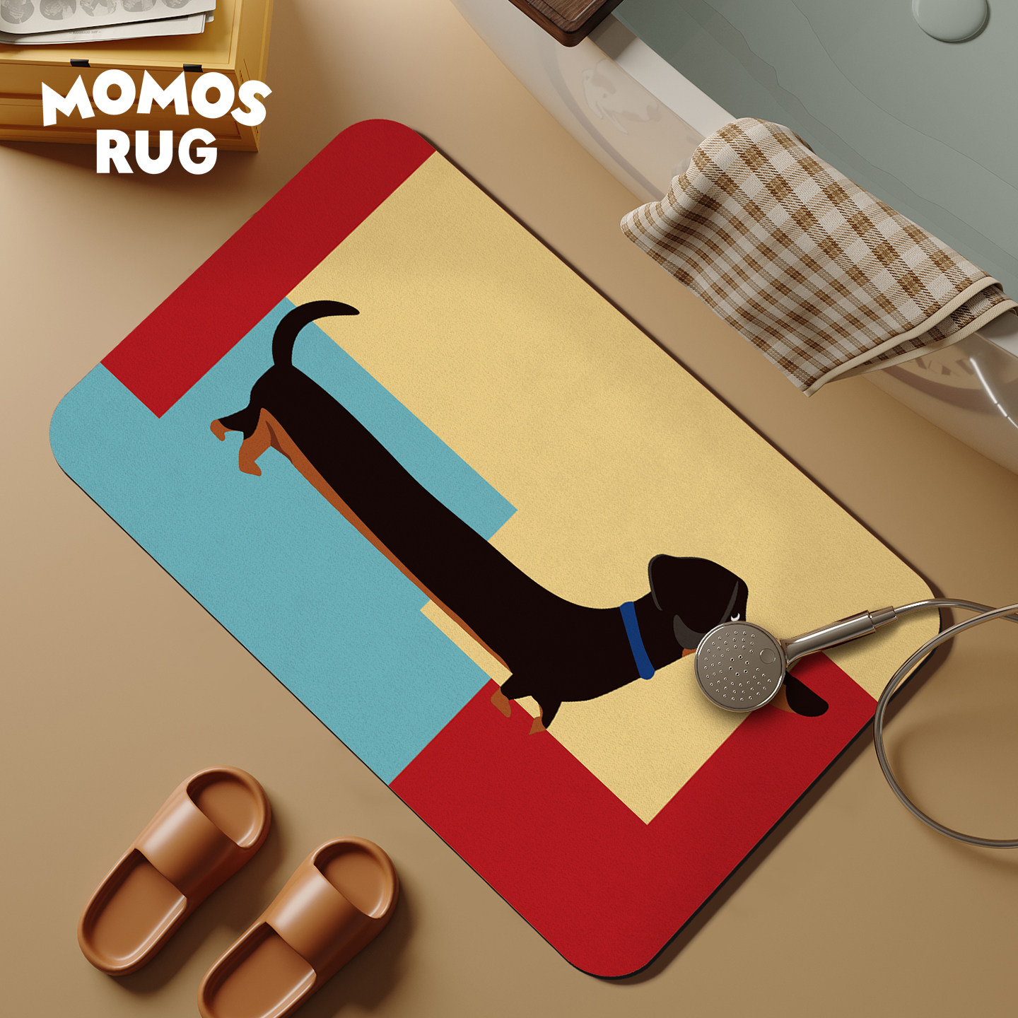 漫步腊肠狗浴室吸水地垫简约卡通厕所卫生间百搭脚垫家用防滑耐脏,淘宝优惠券,粉丝福利购,淘宝优惠卷