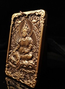 精刻黄财神思沛实心全铜精细雕刻