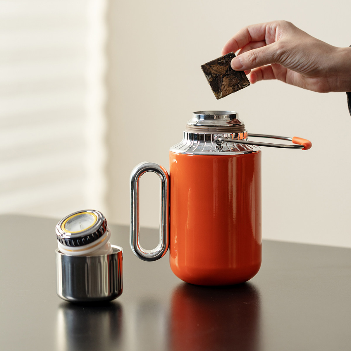 便携提手焖泡茶壶家用机械温显闷茶壶保温热水壶茶水分离不锈钢杯,淘宝优惠券,粉丝福利购,淘宝优惠卷