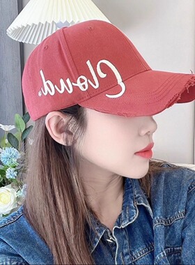 硬顶字母鸭舌帽个性破洞显脸小