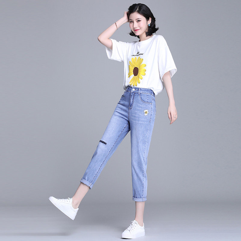 小雏菊牛仔裤女修身显瘦2020老爹裤 尚吻蔓牛仔裤