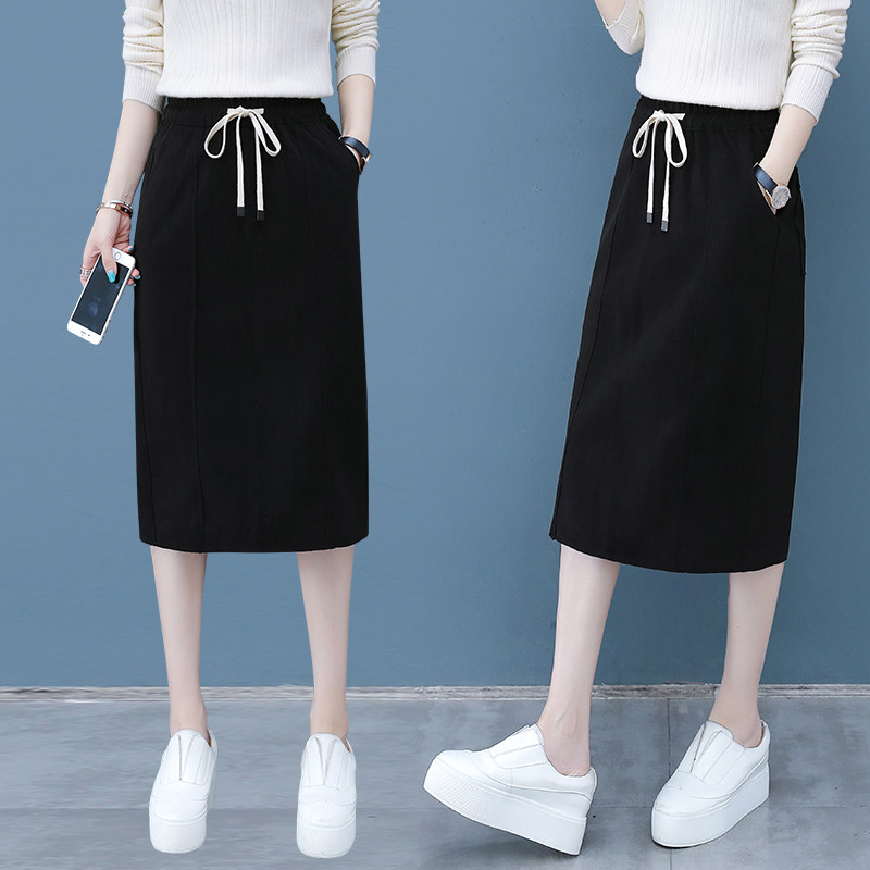 官方旗舰店毛呢秋冬季黑色半身裙 尚吻蔓半身裙