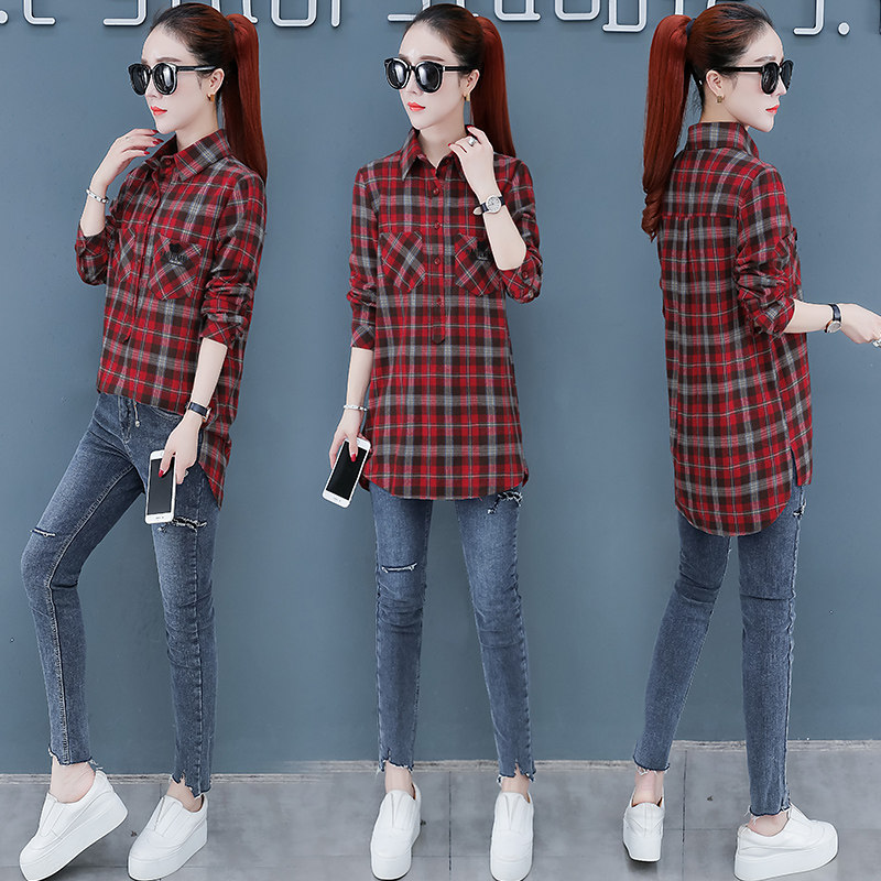 以纯官方旗舰店气质格子女2020衬衫 尚吻蔓衬衫