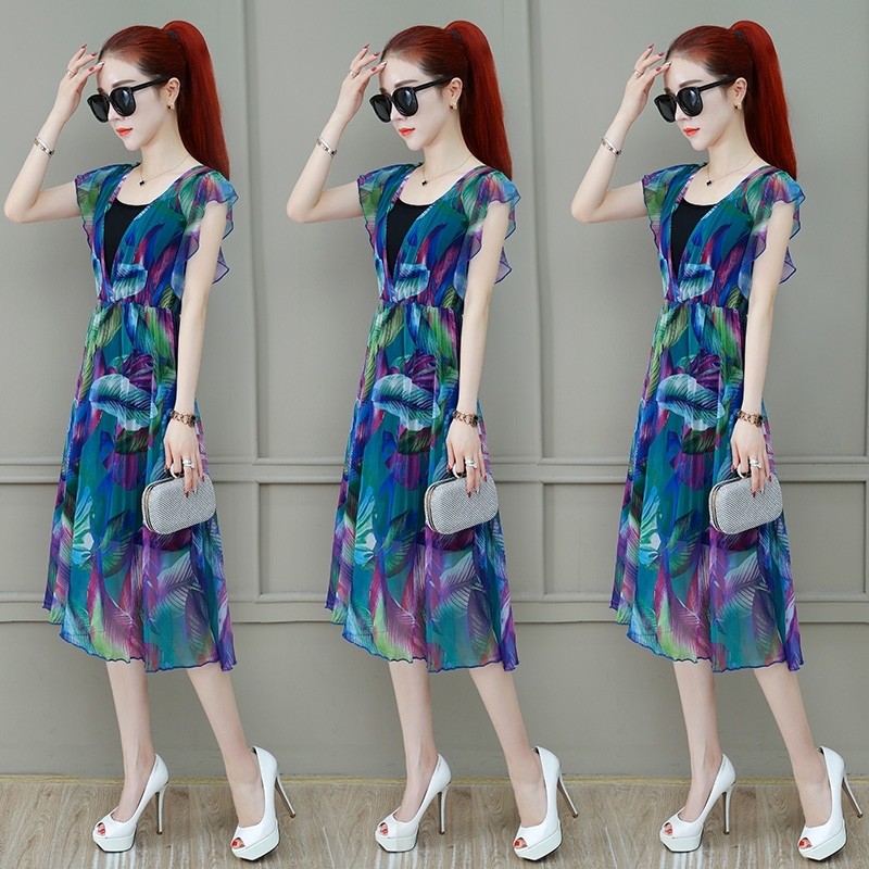 爱依服雪纺两件套装2020年新款裙子 尚吻蔓连衣裙