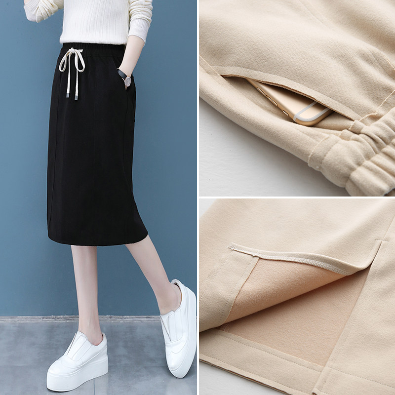 官方旗舰店毛呢秋冬季黑色半身裙 尚吻蔓半身裙