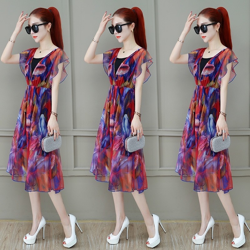 爱依服雪纺两件套装2020年新款裙子 尚吻蔓连衣裙