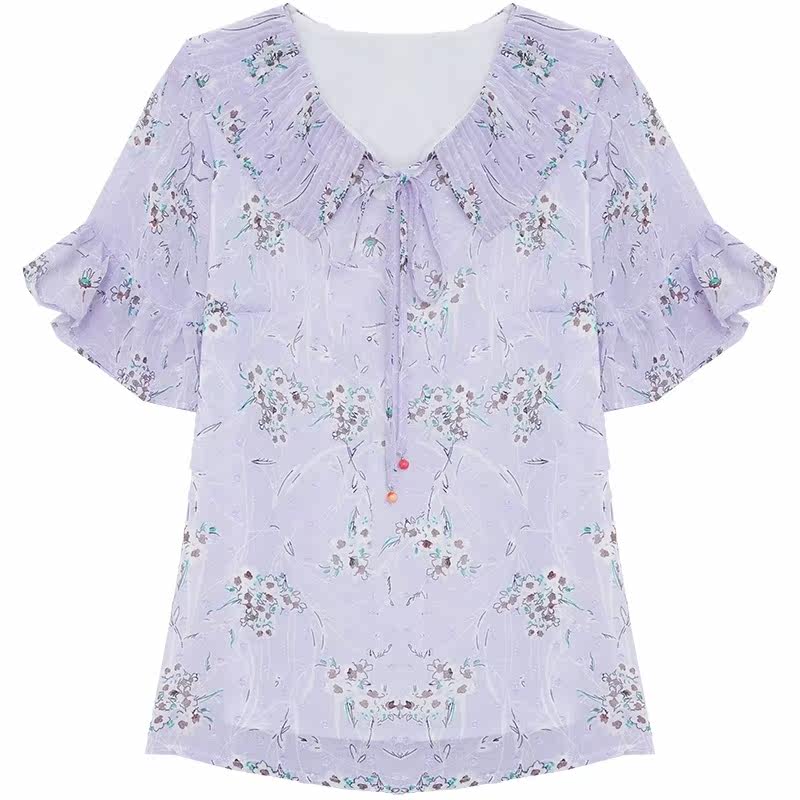 a21p官方旗舰店官网短袖新款雪纺衫 尚吻蔓蕾丝衫/雪纺衫