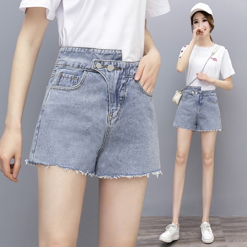 汔丐高腰斜门襟裤直筒宽松的牛仔裤 尚吻蔓牛仔裤