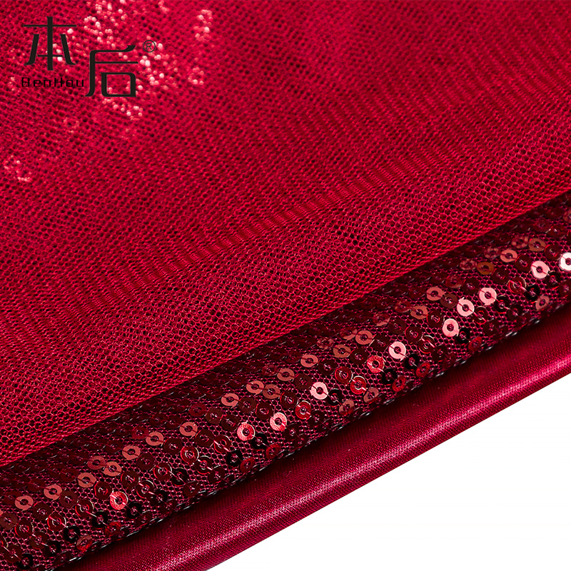 10米大摆!酒红亮片网纱秋冬半身裙 本后半身裙