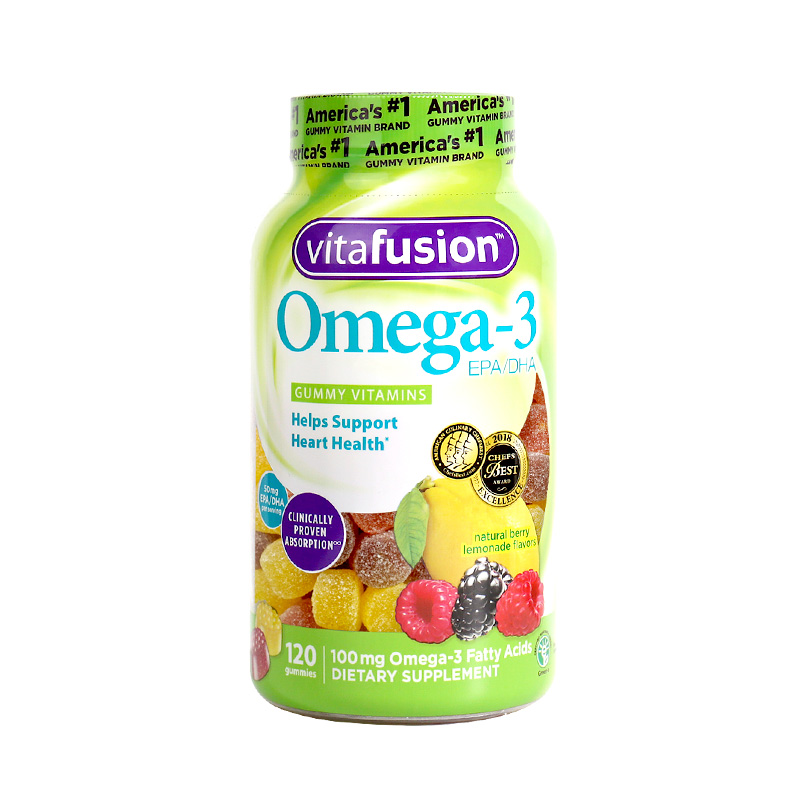 vitafusion海外旗舰店vitafusion美国原装深海鱼油Omega3软糖120粒20年10月到期60天/瓶1
