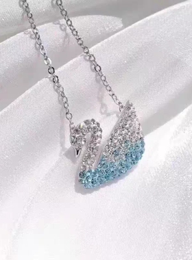 经典黑天鹅项链女轻奢小众设计高级感锁骨链时尚百搭挚爱渐变天鹅