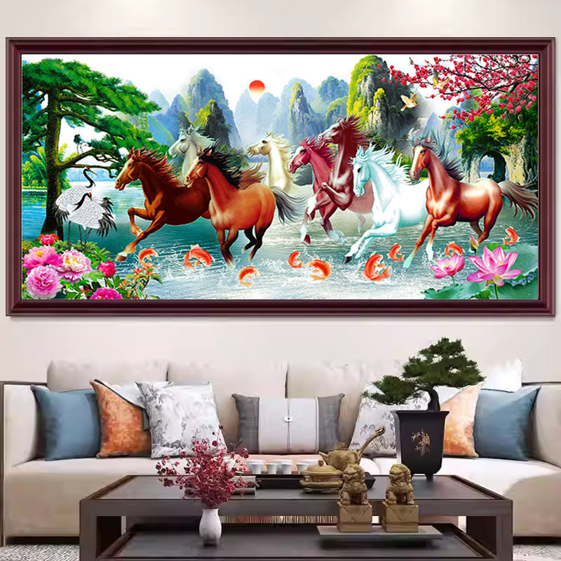 八骏图马到成功2026年新款5D水晶钻石画满钻点钻十字绣客厅砖石秀,淘宝优惠券,粉丝福利购,淘宝优惠卷