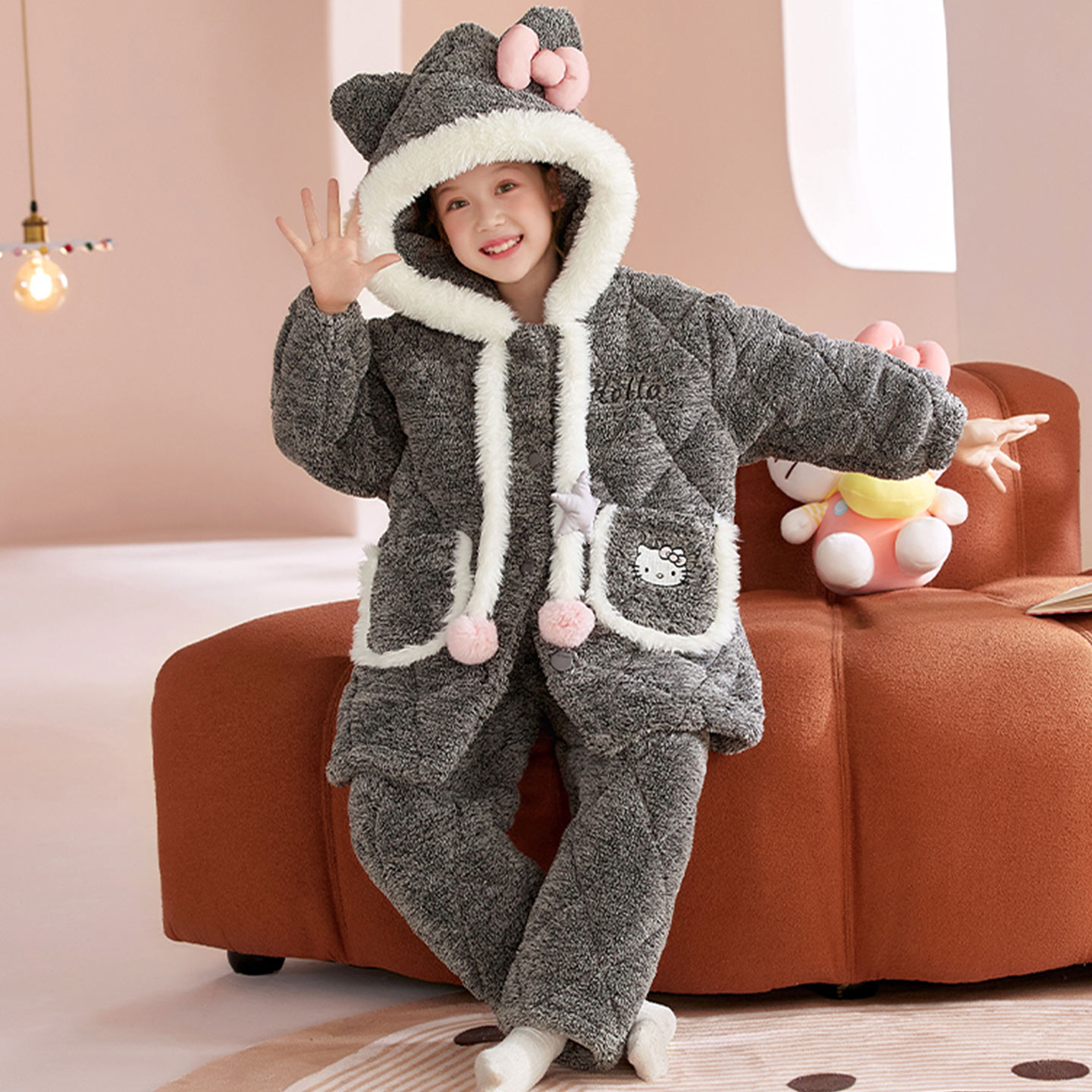 女童珊瑚绒睡衣冬季无牙仔三层夹棉加厚款睡袍儿童2025新款家居服 - 图3