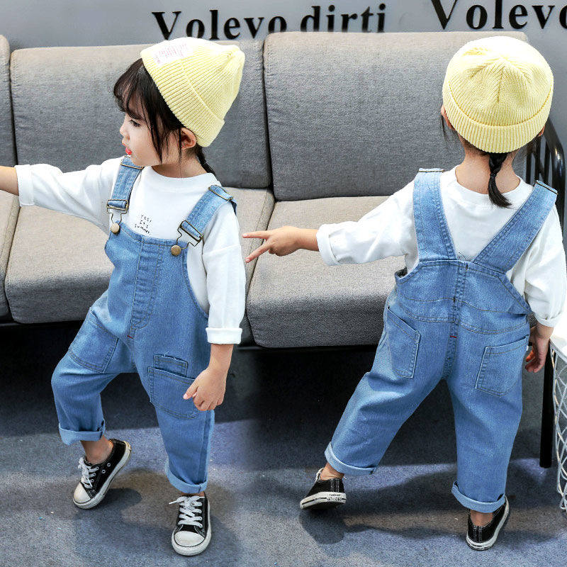 宝宝夏装背带裤春秋款儿童长牛仔裤 绮晗芯休闲运动套装