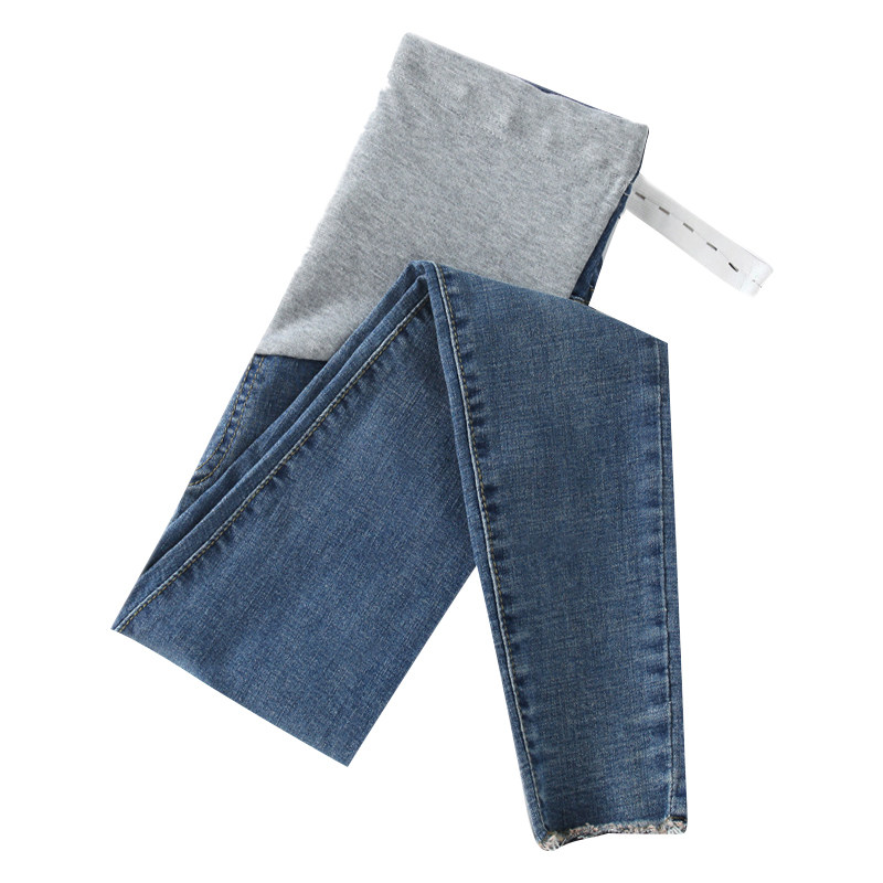 孕妇裤秋季外穿孕妇潮妈显瘦牛仔裤 灵炅儿孕妇铅笔裤