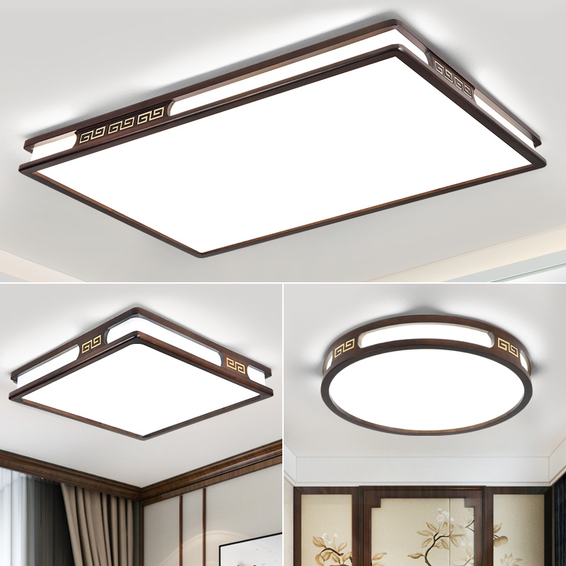 2025新中式吸顶灯实木新款客厅灯卧室餐厅全屋灯具套餐茶室防蚊虫 - 图0