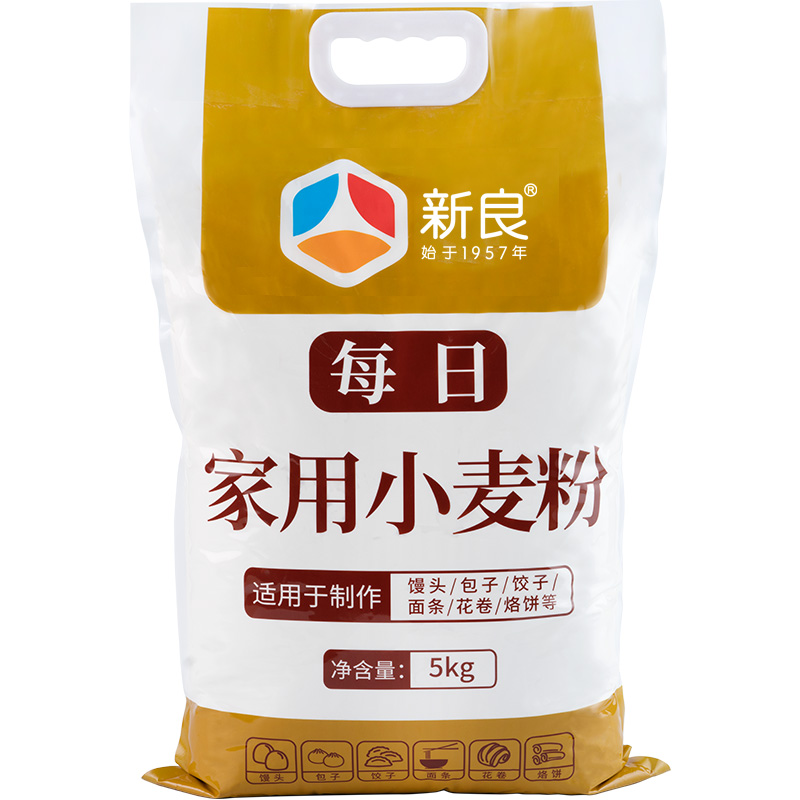 新良家用中筋面粉50斤装通用面粉馒头包子专用白面粉小麦粉5kg*5-图3